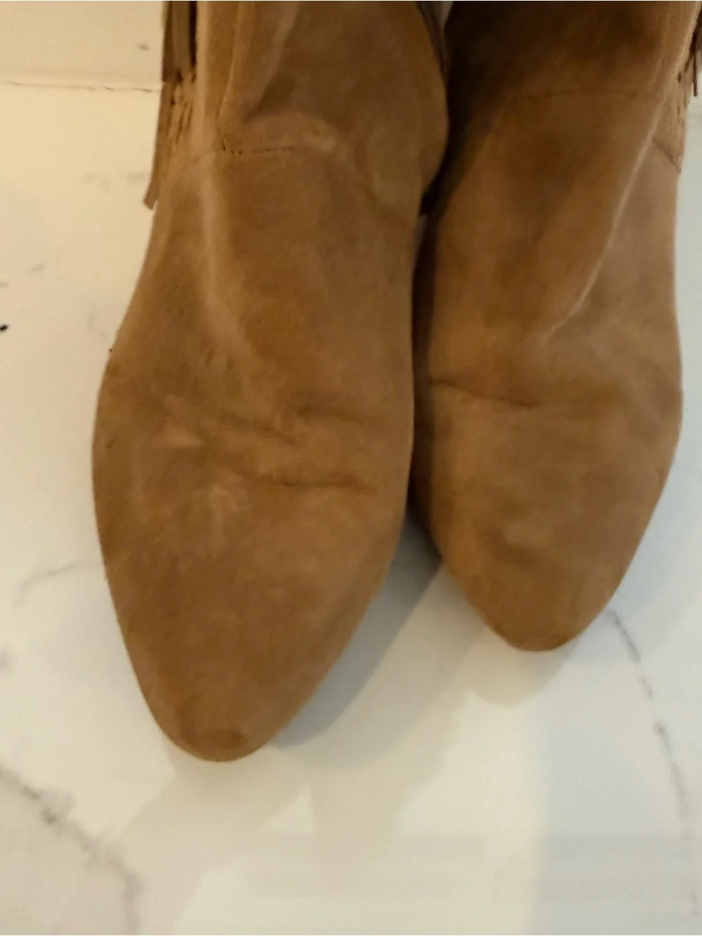 Rebecca Minkoff Tan Suede Fringe Over-the-Knee Boots